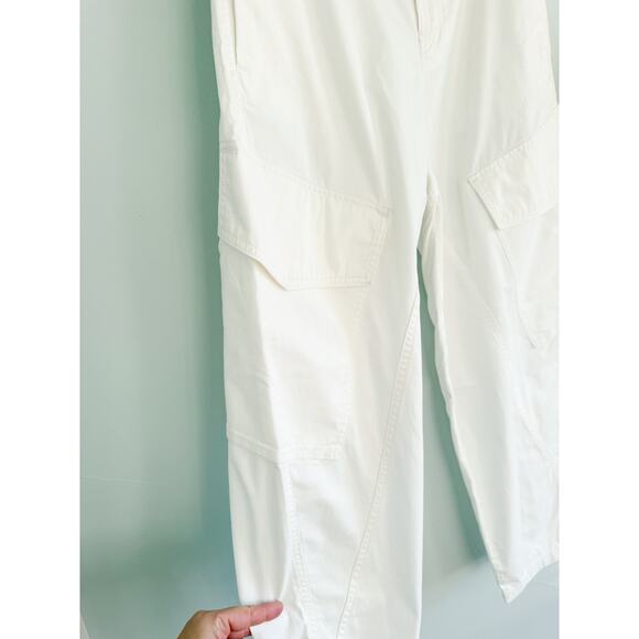 Madewell | NWT The Barrel-Leg Utility Pant in Garment-Dyed Twill in White | Sz 6 - Picture 5 of 11